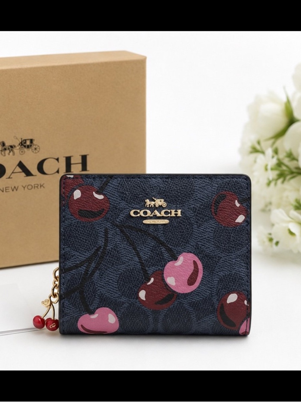 Coach Cherry Print Snap Wallet – New With Box